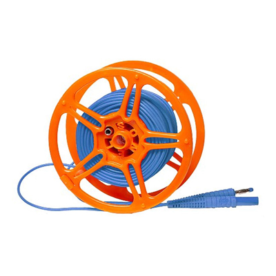 Провод измерительный 25 м на катушке с разъёмами «банан» голубой